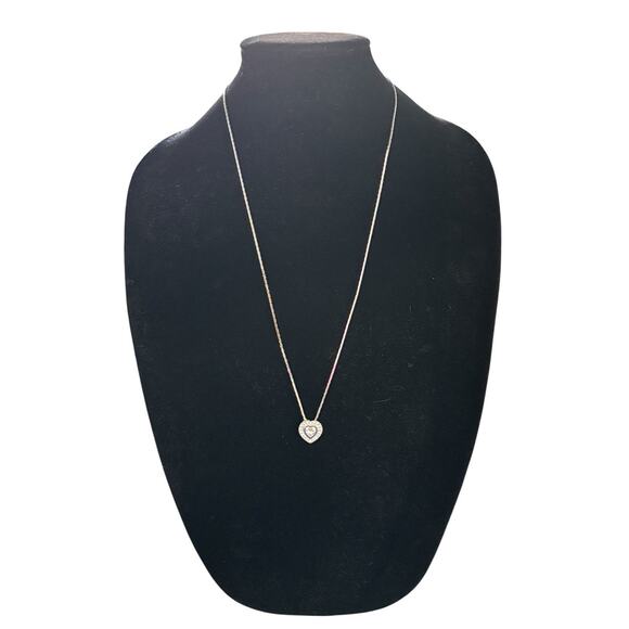 925 Sterling Silver Cubic Zirconia Heart Pendant DCI Necklace 13” Monet Chain - Picture 6 of 11
